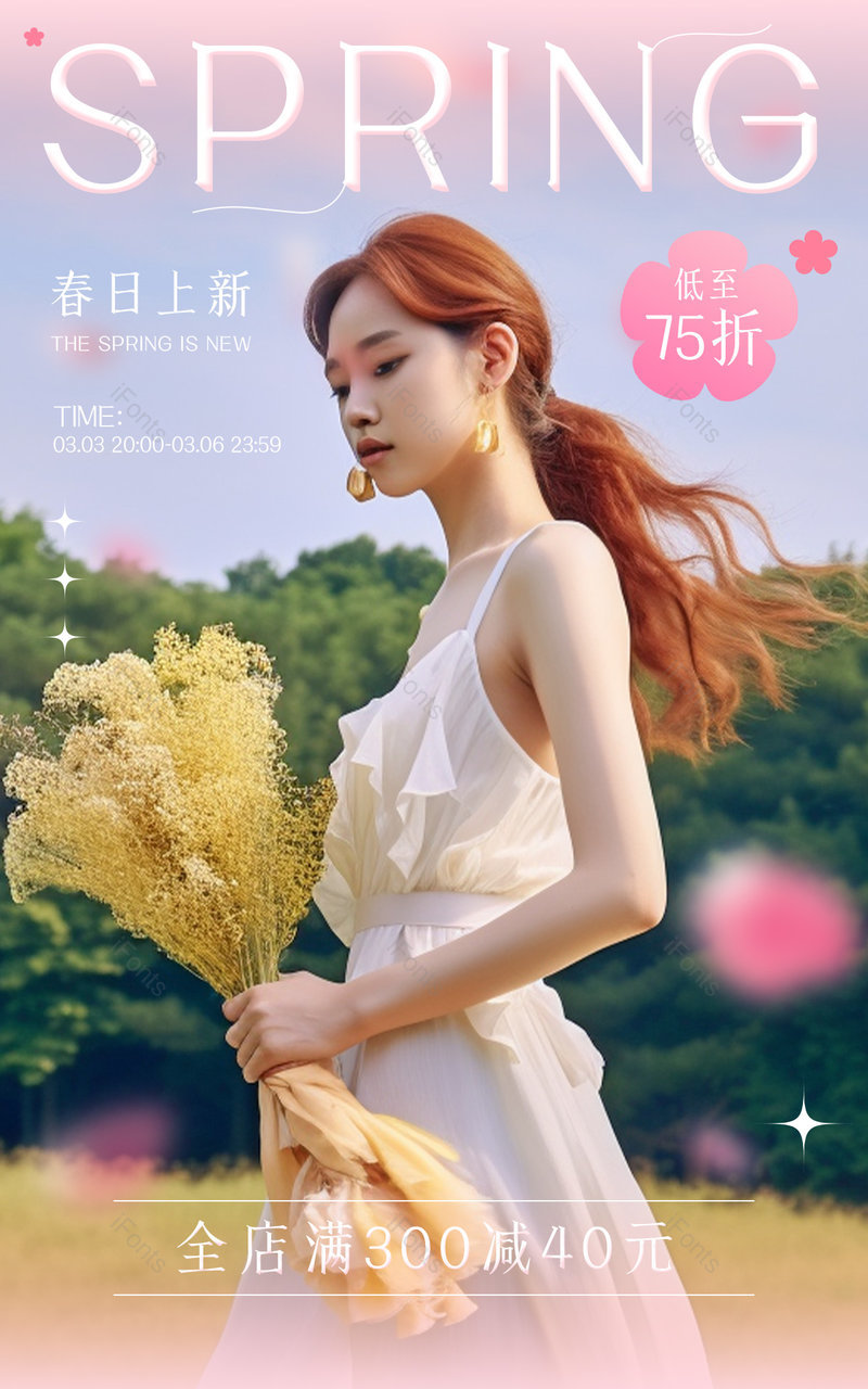 天猫春上新春季新品服装女装清新海报设计,设计模板,设计模板大全,设计模板下载